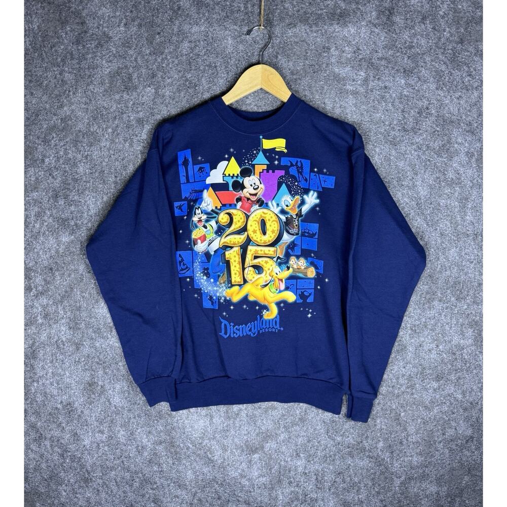 Disneyland Resort Walt Disney World 2015 Pullover Sweatshirt Blue Mickey Size S